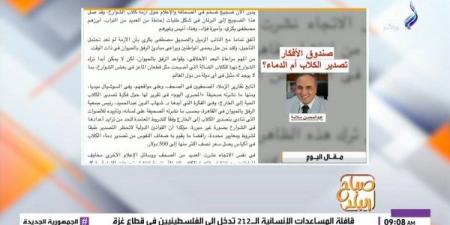 صباح البلد يستعرض مقال عبد المحسن سلامة «صندوق الأفكار..تصدير الكلاب أم الدماء»
